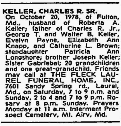 Obituary, Charles Keller