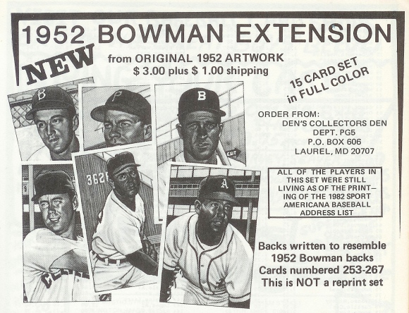 Den's 1952 Bowman Extension ad